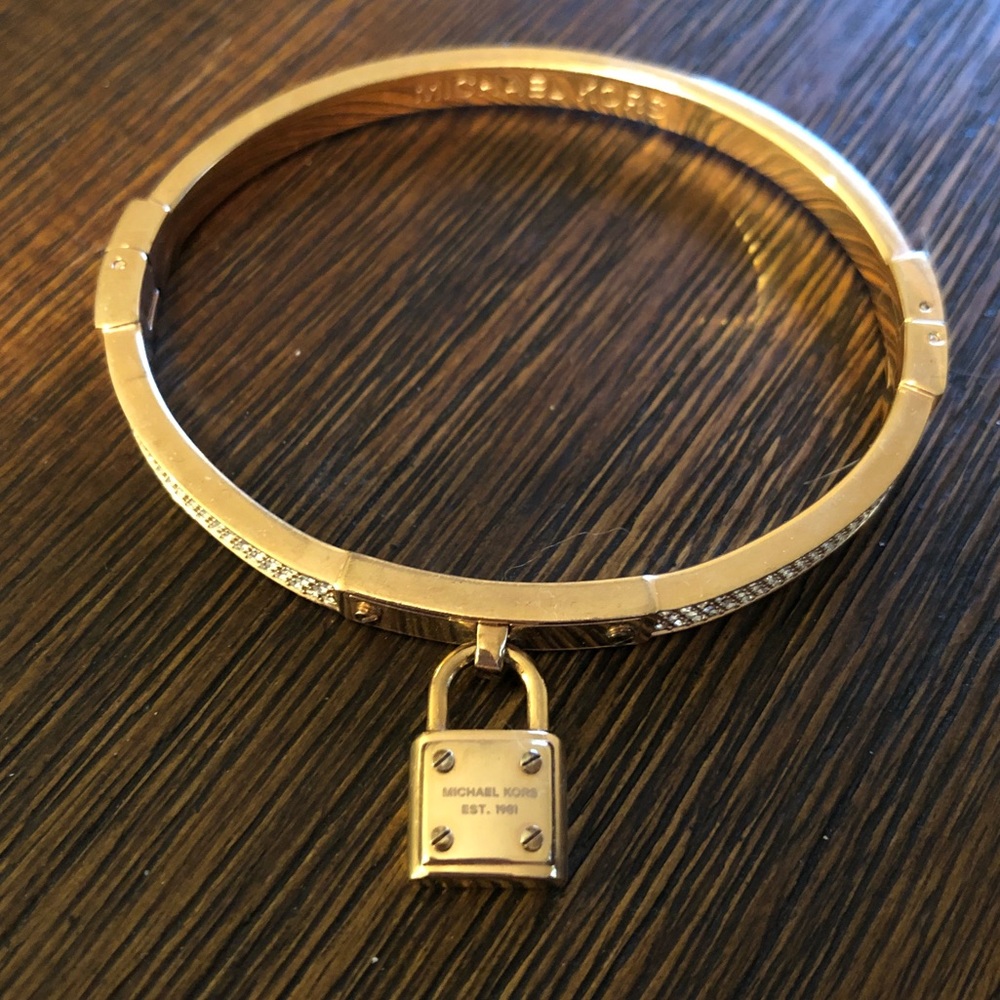 Authentic Michael Kors Gold Pavé Padlock Bracelet